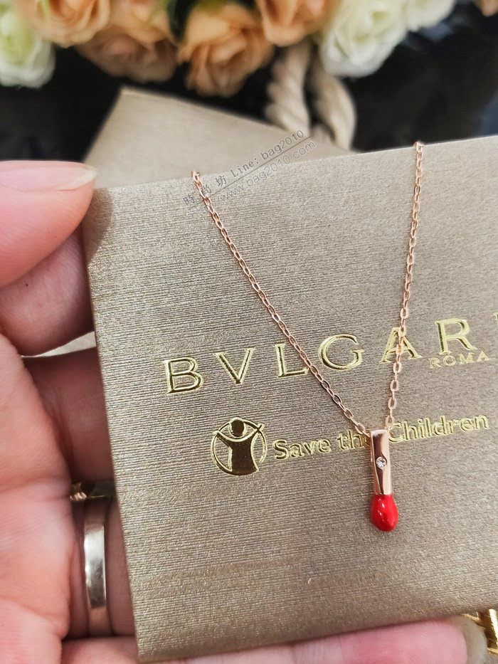Bvlgari飾品 寶格麗925純銀新款 七夕限量款 寶格麗晶鑽微鑲愛情火柴項鏈  zgbq3023